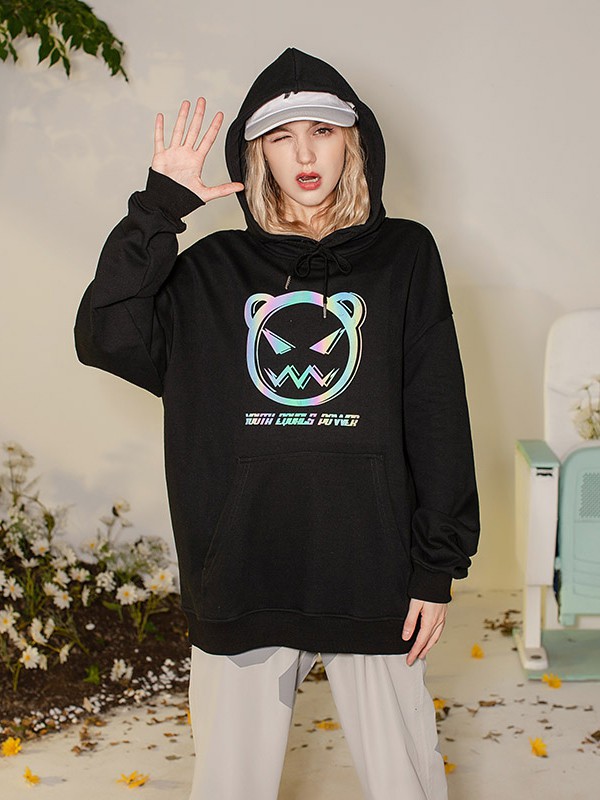 YEP女装2020秋冬季黑色印花卫衣