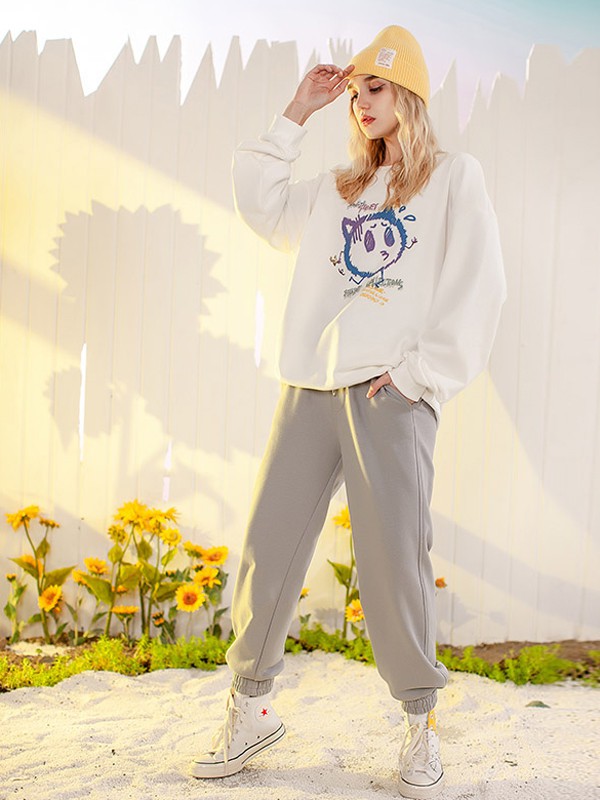 YEP女装2020秋冬季白色印花卫衣