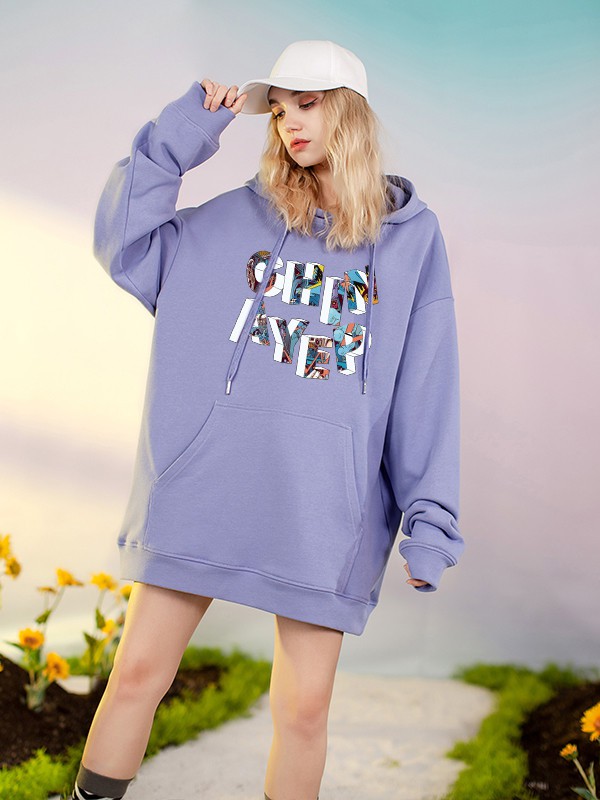 YEP女装2020秋冬季紫色印花卫衣