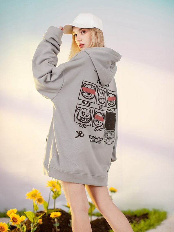 YEP女装2020秋冬季灰色印花卫衣