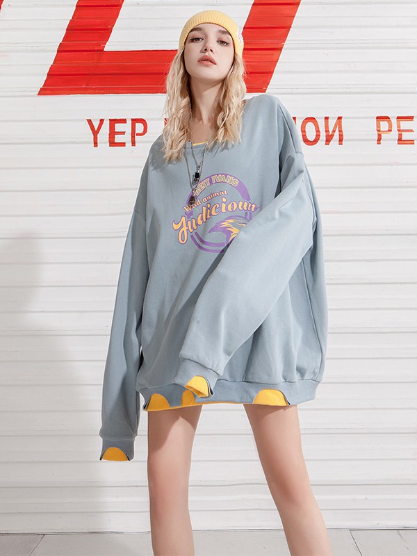 YEP女装2020秋冬季灰色印花卫衣