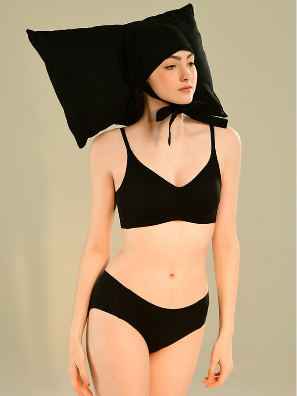 素肌良品2020春夏季黑色超薄杯少女内衣