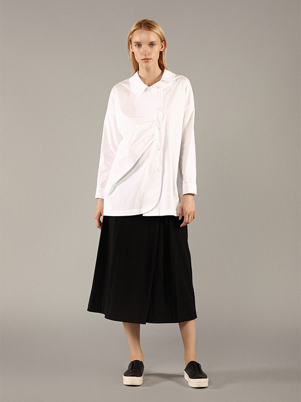 柯妮丝麗2020秋季白色纯色衬衫