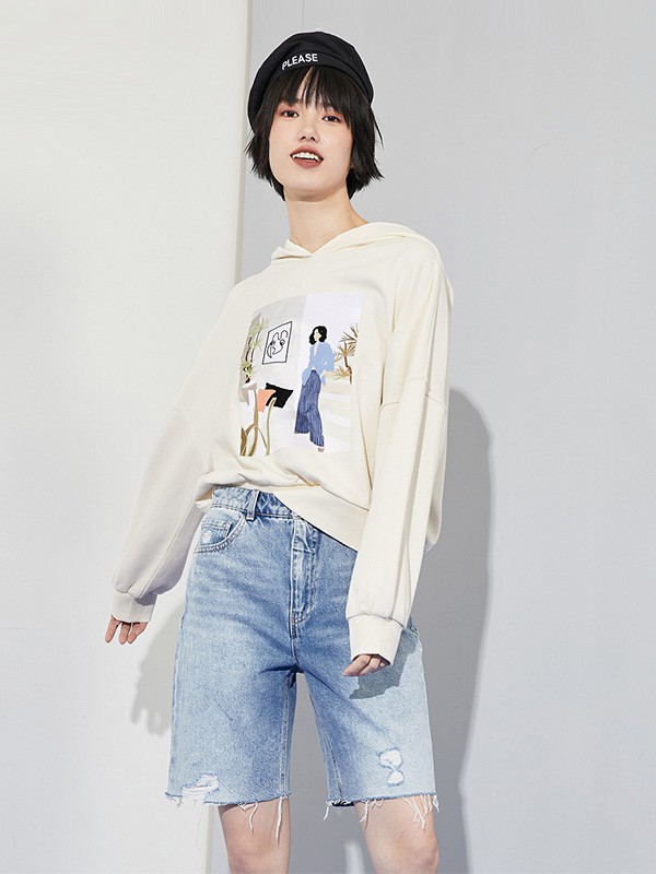 ONLY2020秋季米色印花卫衣