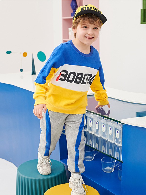 巴布豆2020秋季拼色印花卫衣