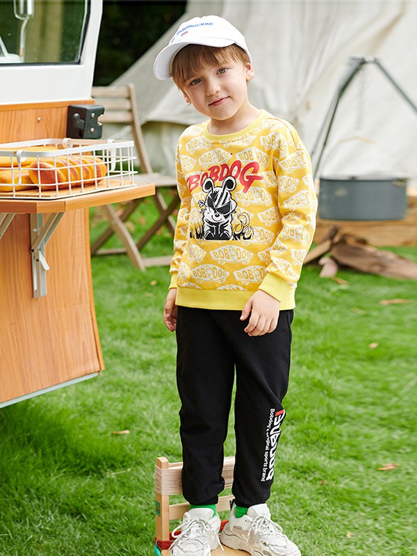 巴布豆2020秋季黄色印花卫衣