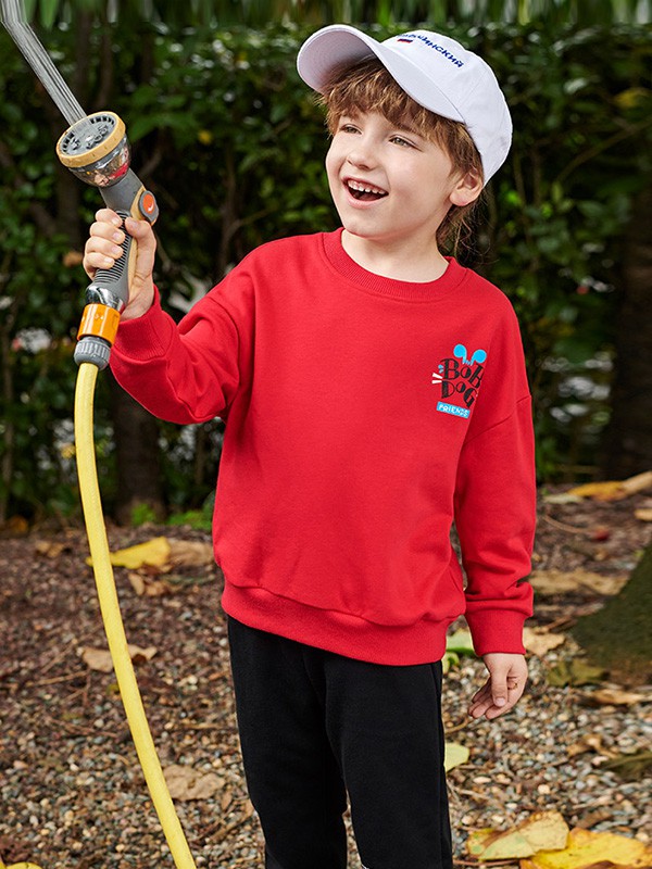 巴布豆2020秋季红色图案卫衣