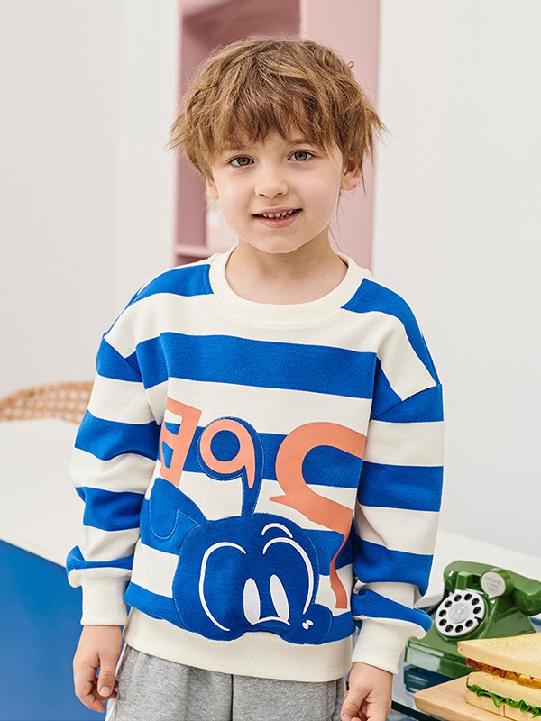 巴布豆2020秋季蓝色条纹卫衣