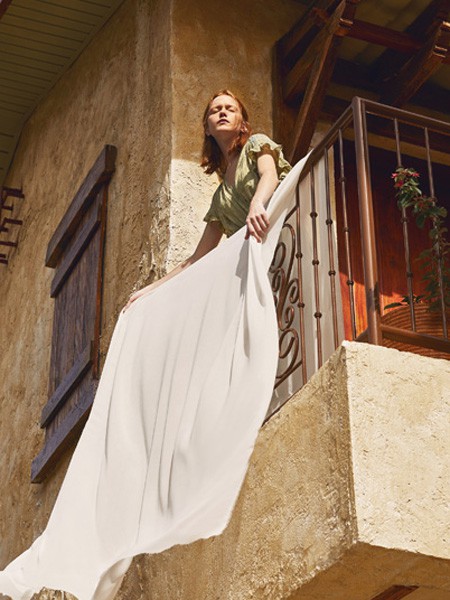 塔拉夏2020春夏季绿色褶皱连衣裙