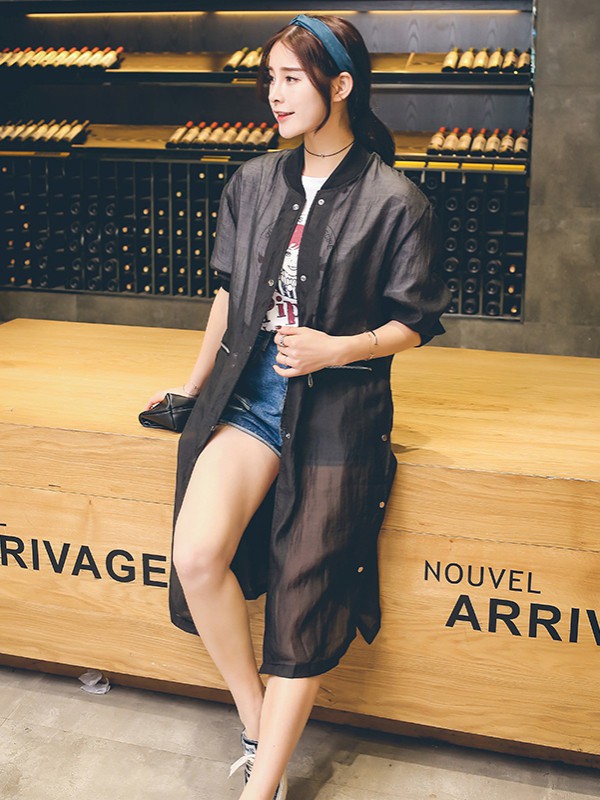 摩卡2020秋季黑色长款外套