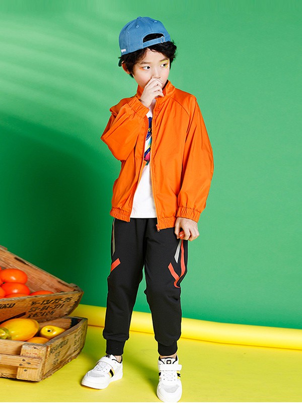 淘气贝贝2020春季橙色纯色外套
