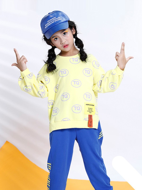 淘气贝贝2020春季黄色印花卫衣