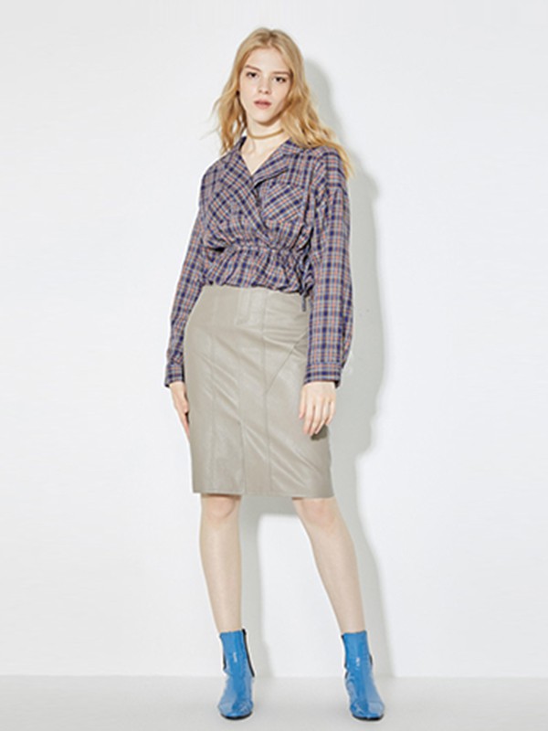 臻色调2020秋季紫色格子衬衫