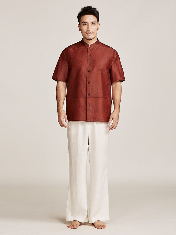 天意精品2020春夏季红色纯色衬衫