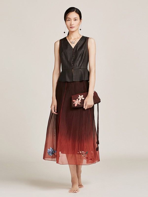 天意精品2020春夏季黑色无袖上衣