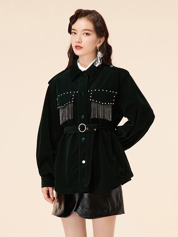 马克华菲女装2020秋季黑色收腰衬衫