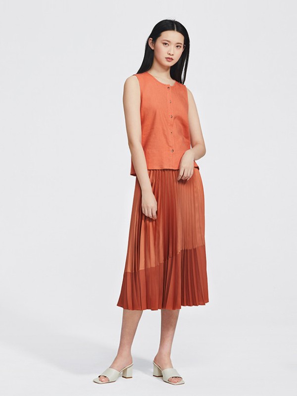 摩纳哥会馆2020春夏季橙色无袖上衣