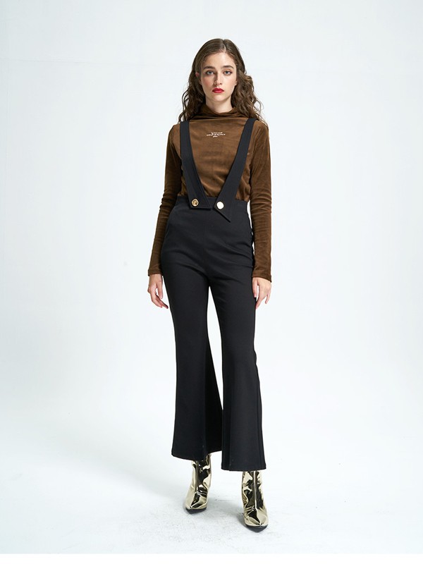 抹上2020秋季黑色高腰背带裤