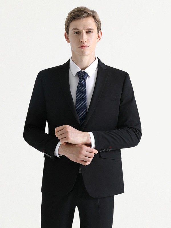 柒牌2020秋冬季黑色纯色西装