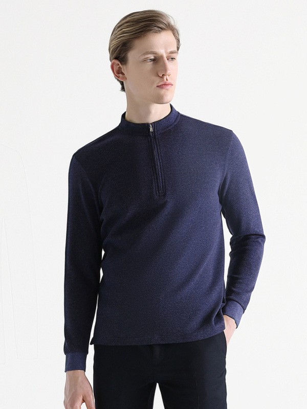 柒牌2020秋冬季藏蓝色纯色打底衫