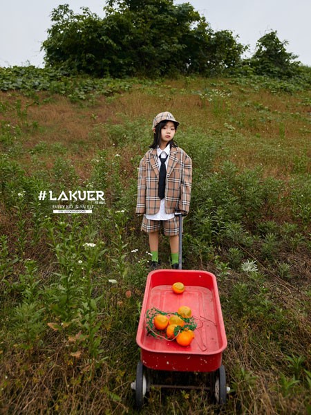 拉酷儿2019秋冬季卡其色格子套装