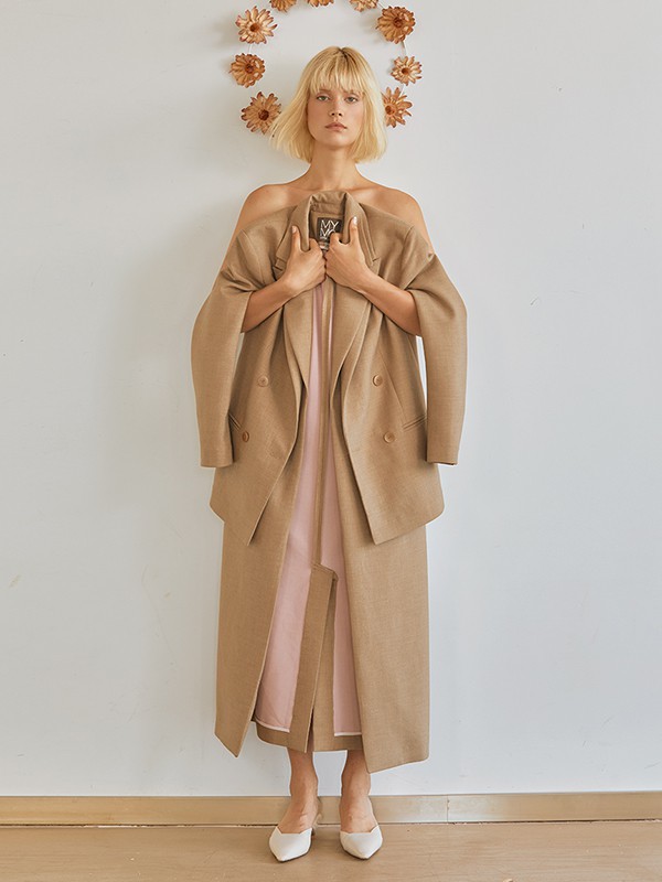 MYMO2020秋季卡其色长款大衣