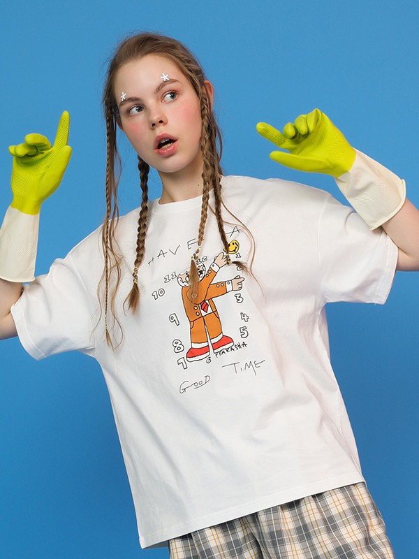 塔卡沙2020春夏季白色印花T恤