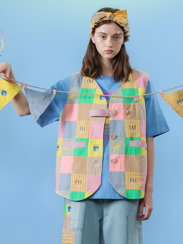 塔卡沙2020春夏季拼色印花马夹