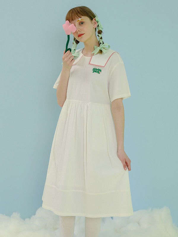 塔卡沙2020春夏季白色印花连衣裙