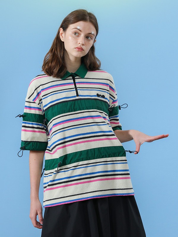 塔卡沙2020春夏季拼色条纹T恤