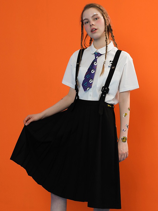 塔卡沙2020春夏季黑色纯色背带裙