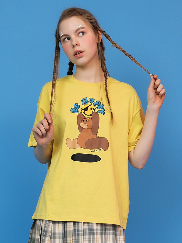 塔卡沙2020春夏季黄色印花T恤