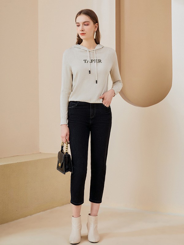 佳人苑2020秋季黑色修身七分裤