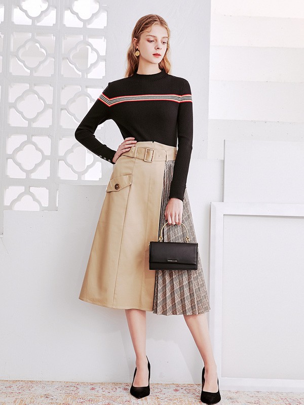 佳人苑2020秋季黑色撞色针织衫