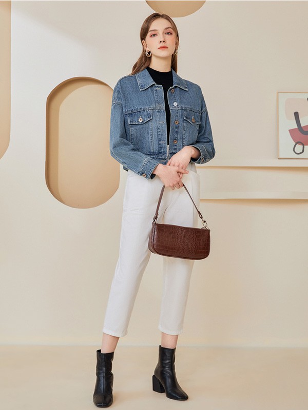 佳人苑2020秋季蓝色纯色外套