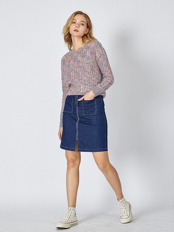 真情告白女装2020秋季马卡龙色撞色毛衣