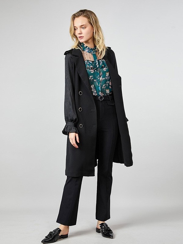 真情告白女装2020秋季黑色破洞风衣