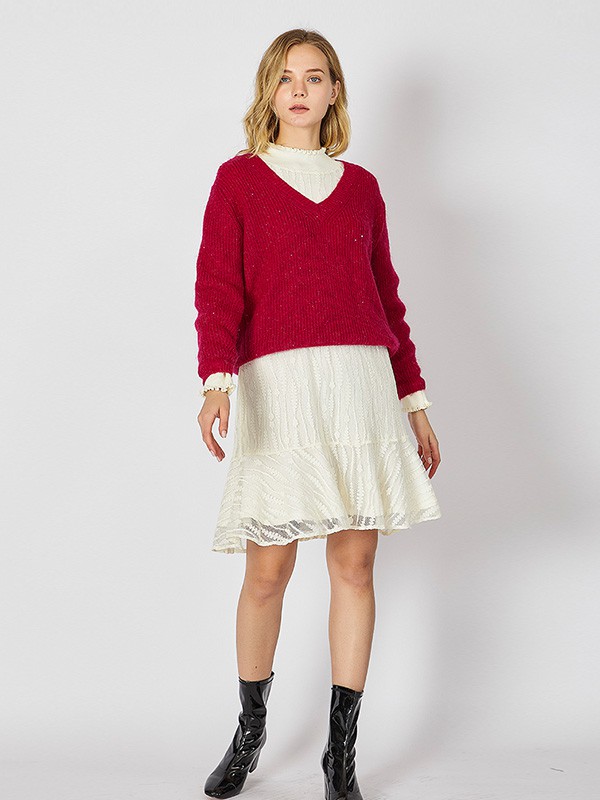 真情告白女装2020秋季黑色纯色毛衣