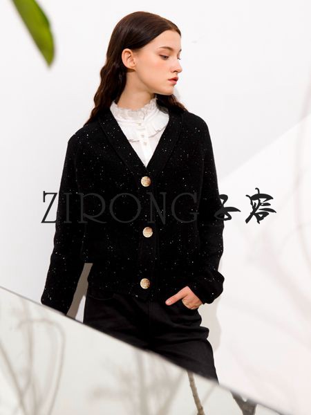 子容2020秋冬季黑色亮片针织衫