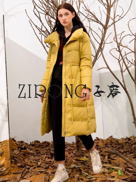 子容2020秋冬季黄色长款棉服