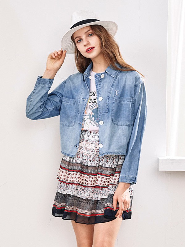 星期四女装2020秋季蓝色宽松外套