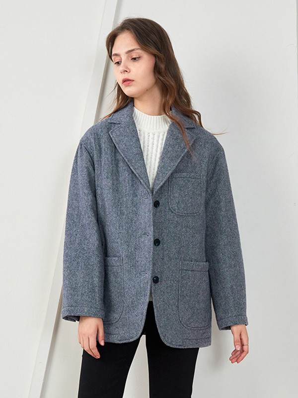 星期四女装2020秋季灰色纯色大衣