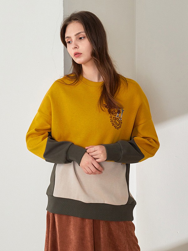 星期四女装2020秋季黄色撞色上衣