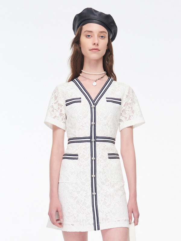 芭蒂娜2020夏季白色修身连衣裙