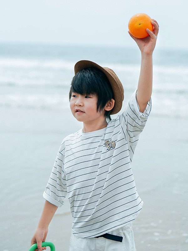 辣妈当家2020春夏季白色条纹T恤