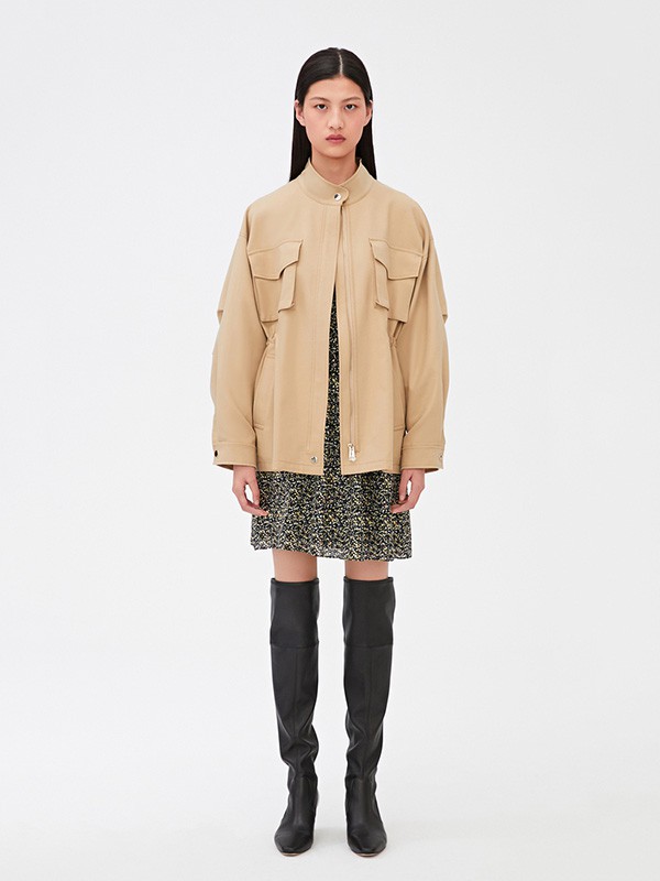 之禾女装2020秋季卡其色纯色外套