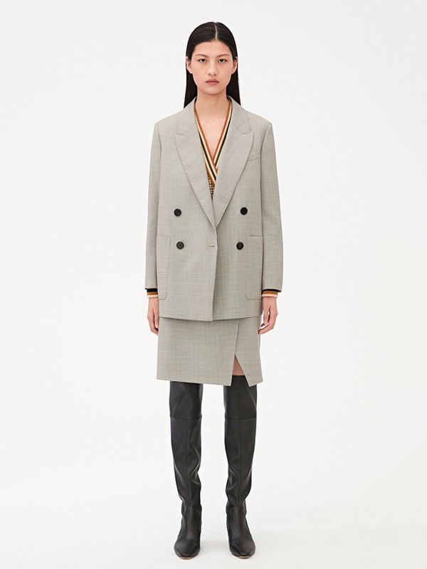 之禾女装2020秋季灰色纯色西装