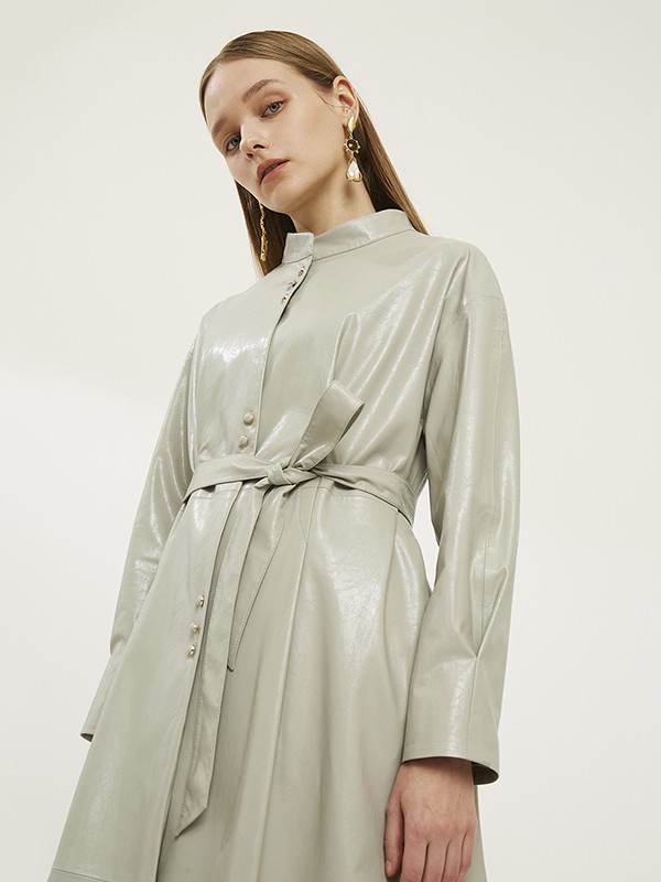 迪赛尼斯2020秋季糖果色亮面连衣裙