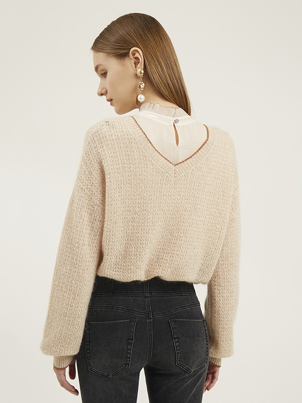 迪赛尼斯2020秋季米色宽松针织衫