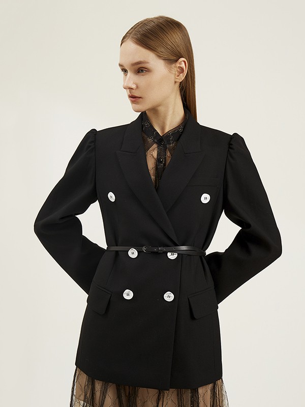 迪赛尼斯2020秋季黑色纯色西装